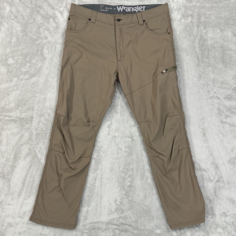 Wrangler Pants Mens‎ 38x30 ATG Brown All Terrain Gear Articulated Knees Hiking